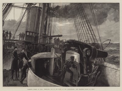 Barbette Toren van HMS Temeraire, Een van de Vloot bij de Dardanellen, Schietoefening, Klaar om te vuren! door William Heysham Overend