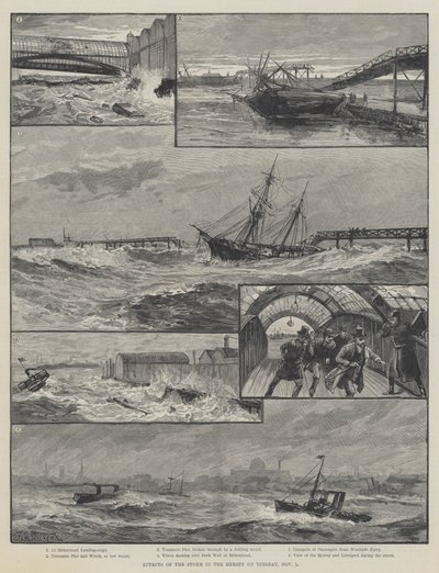 Gevolgen van de Storm in de Mersey op dinsdag 1 november door William Heysham Overend
