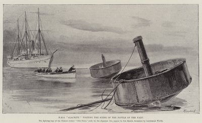 HMS Alacrity bezoekt de Plaats van de Slag bij de Yalu door William Heysham Overend