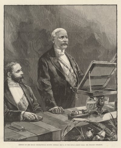 Vergadering van de Royal Geographical Society, maandag 5 mei, in de Royal Albert Hall, de heer Stanley spreekt door William Heysham Overend