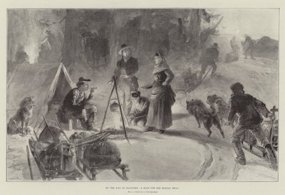 Op Weg naar Klondike, een Pauze voor de Middagmaaltijd door William Heysham Overend