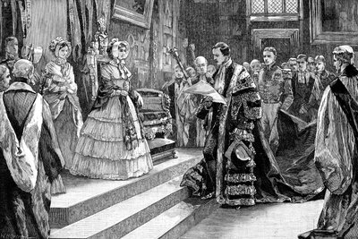 Presentatie aan de koningin, ca. 1850s, 1900 door William Heysham Overend