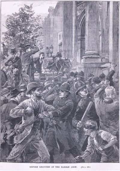 Hervormingsleiders bij de Marble Arch 1866 AD door William Heysham Overend
