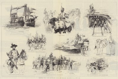 Schetsen uit The Illustrated Naval and Military Magazine, No 1, juli 1884 door William Heysham Overend