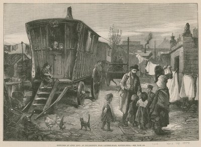 Schetsen van het Zigeunerleven; Een kamp bij Latimer Road, Notting Hill (gravure) door William Heysham Overend