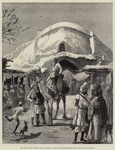 De Afghaanse Oorlog, Centrale Koepel of Char-Su, waar Vier Hoofdstraten samenkomen in de Stad Kandahar door William Heysham Overend