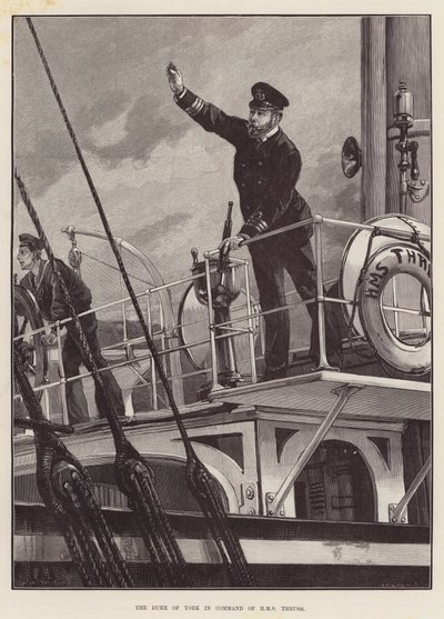 De hertog van York in bevel van HMS Thrush door William Heysham Overend