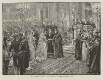 Het koninklijk huwelijk in Berlijn, huwelijksceremonie in de kapel van het koninklijk paleis door William Heysham Overend