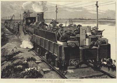 De Oorlog in Egypte, de Gepantserde Trein, voorkant van de Trein, met Nordenfeldt Kanon door William Heysham Overend
