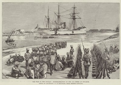 De Oorlog in de Soedan, Ontscheping van de 15e Sikhs in Souakim door William Heysham Overend