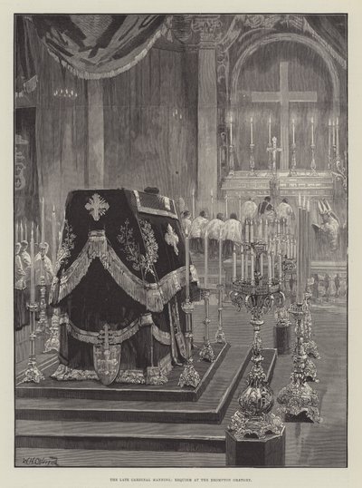 De overleden Kardinaal Manning, Requiem in de Brompton Oratory door William Heysham Overend