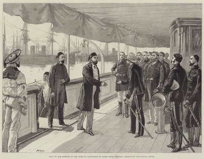 Bezoek van de Khedive aan de Hertog van Connaught aan boord van HMS Helicon door William Heysham Overend