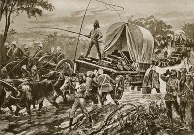 Zoeloeoorlog: de Etshowe-hulptroep steekt een stroom over, april 1879 door William Heysham Overend