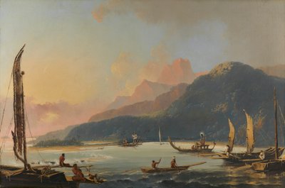 Een uitzicht op Matavai Bay op het eiland Otaheite [Tahiti] door William Hodges
