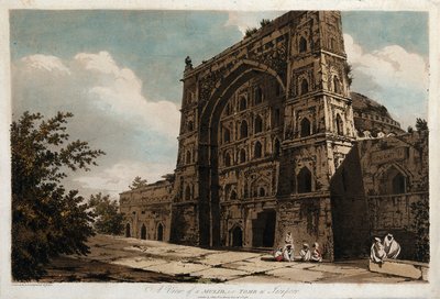 Gezicht op een Musjid, d.w.z. graftombe in Jionpoor door William Hodges