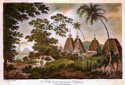 Uitzicht op de pagodes in Deogar door William Hodges