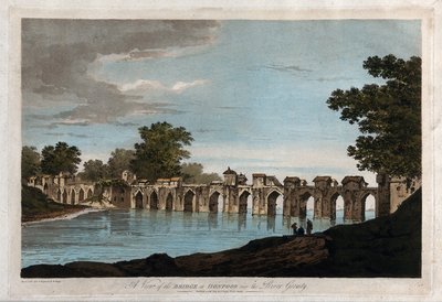 Gezicht op de brug bij Jionpoor over de rivier Goomty door William Hodges