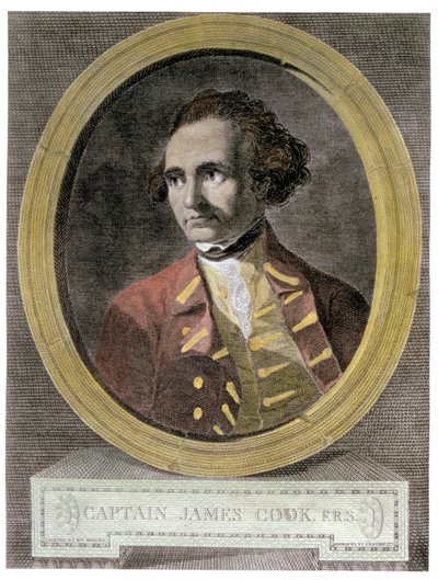 Portret van Kapitein James Cook (1728-79), uit het frontispice van 