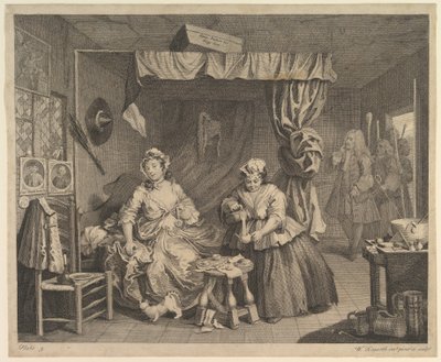 Een Hoerenloopbaan, Plaat 3, voor april 1732 door William Hogarth