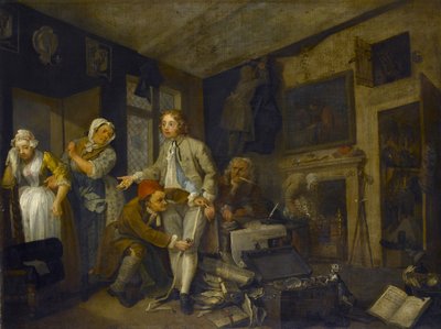 Een losbols vooruitgang I: De losbol neemt bezit van zijn landgoed, 1733 door William Hogarth