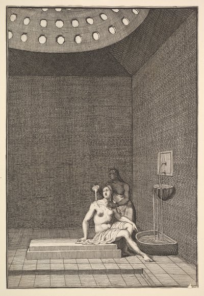 Een Turks bad, Aubry de La Mottrayes reizen door Europa, Azië en in een deel van..., 1723-24 door William Hogarth