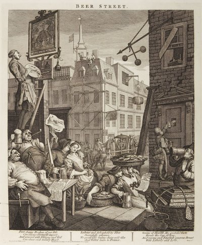 Bierstraat door William Hogarth