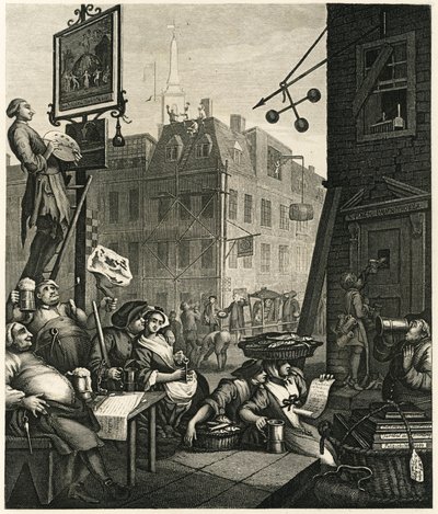 Bierstraat, 1751 door William Hogarth
