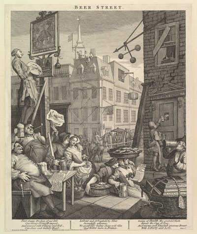 Bierstraat, 4 februari 1751 door William Hogarth