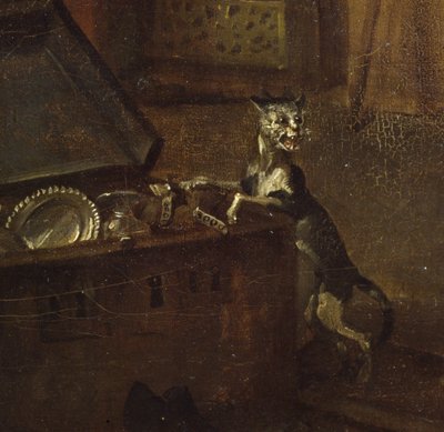 Kat met een kist (detail) door William Hogarth