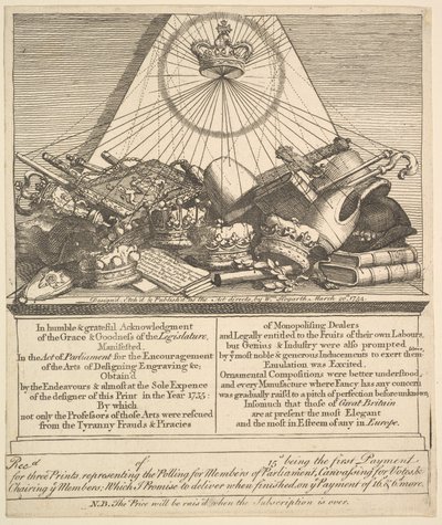 Kronen, Mijters, Knotsen, enz., 1755 door William Hogarth