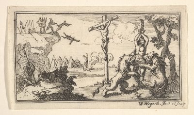 Kruisiging, enz. John Beaver, Romeinse Militaire Straffen, 1725, na 1725 door William Hogarth
