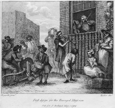 Eerste ontwerp voor De Woedende Musicus, 1799 door William Hogarth