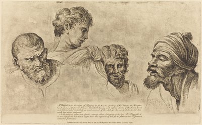 Vier hoofden van de Raphael Cartoons in Hampton Court door William Hogarth