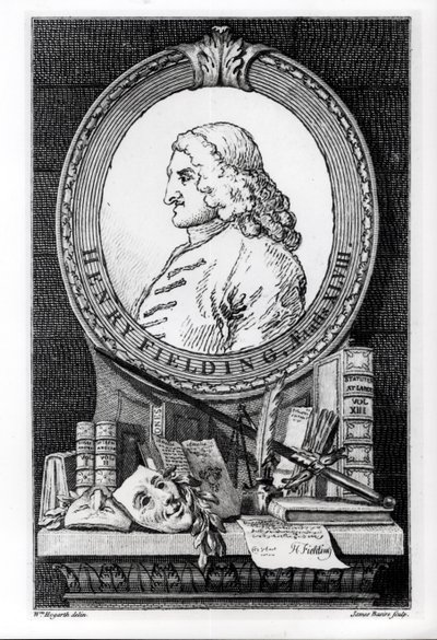 Henry Fielding (1707-54) op de leeftijd van achtenveertig, gegraveerd door James Basire door William Hogarth