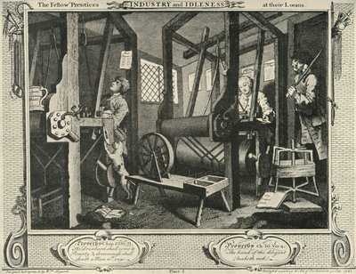Interieur van een weverswerkplaats, 1747, 1925 door William Hogarth