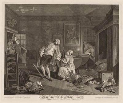 Huwelijk à la Mode: De Dood van de Graaf door William Hogarth