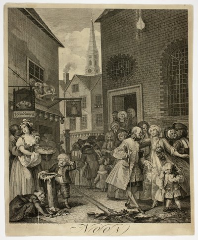 Middag, plaat twee uit De vier tijden van de dag door William Hogarth