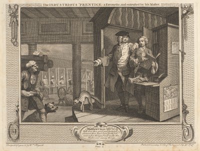 Plaat 4, De IJverige Leerling een Favoriet, en Vertrouwd door zijn Meester door William Hogarth