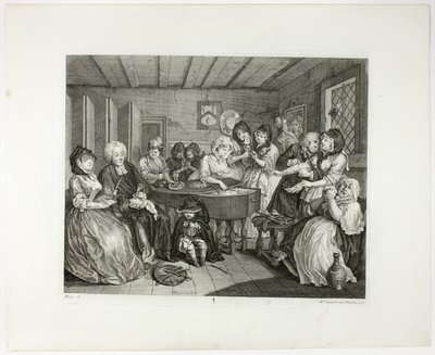 Plaat zes, uit De vooruitgang van een hoer door William Hogarth
