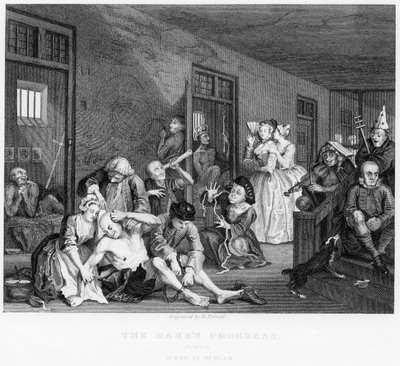 Scène in Bedlam, plaat VIII, uit A Rake