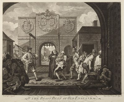 De poort van Calais of De rosbief van het oude Engeland door William Hogarth