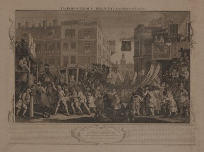 De ijverige gezel, burgemeester van Londen door William Hogarth