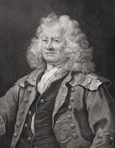 Thomas Coram, gegraveerd door J.W. Cook door William Hogarth