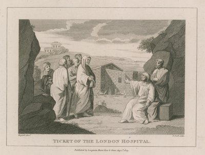 Ticket van het London Hospital door William Hogarth
