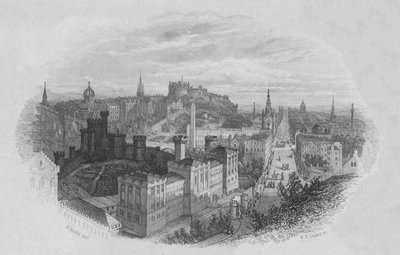 Edinburgh vanaf de Calton Hill, vroege-midden 19e eeuw door William Home Lizars