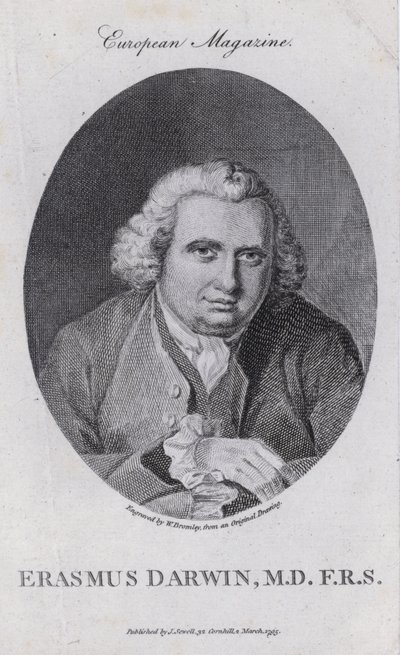 Erasmus Darwin, Engelse arts, natuurfilosoof, dichter en voorvechter van de afschaffing van de slavenhandel (gravure) door William III (after) Bromley