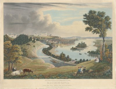 Richmond: Vanaf de Heuvel boven de Waterwerken door William James Bennett after George Cooke