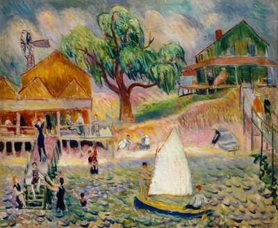 Het Groene Strandhuis, Bellport, Long Island door William James Glackens