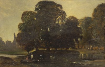 Een uitzicht op Eton en de Fellows Eyot door William James Muller