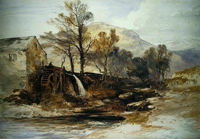 Een watermolen in Noord-Wales door William James Muller